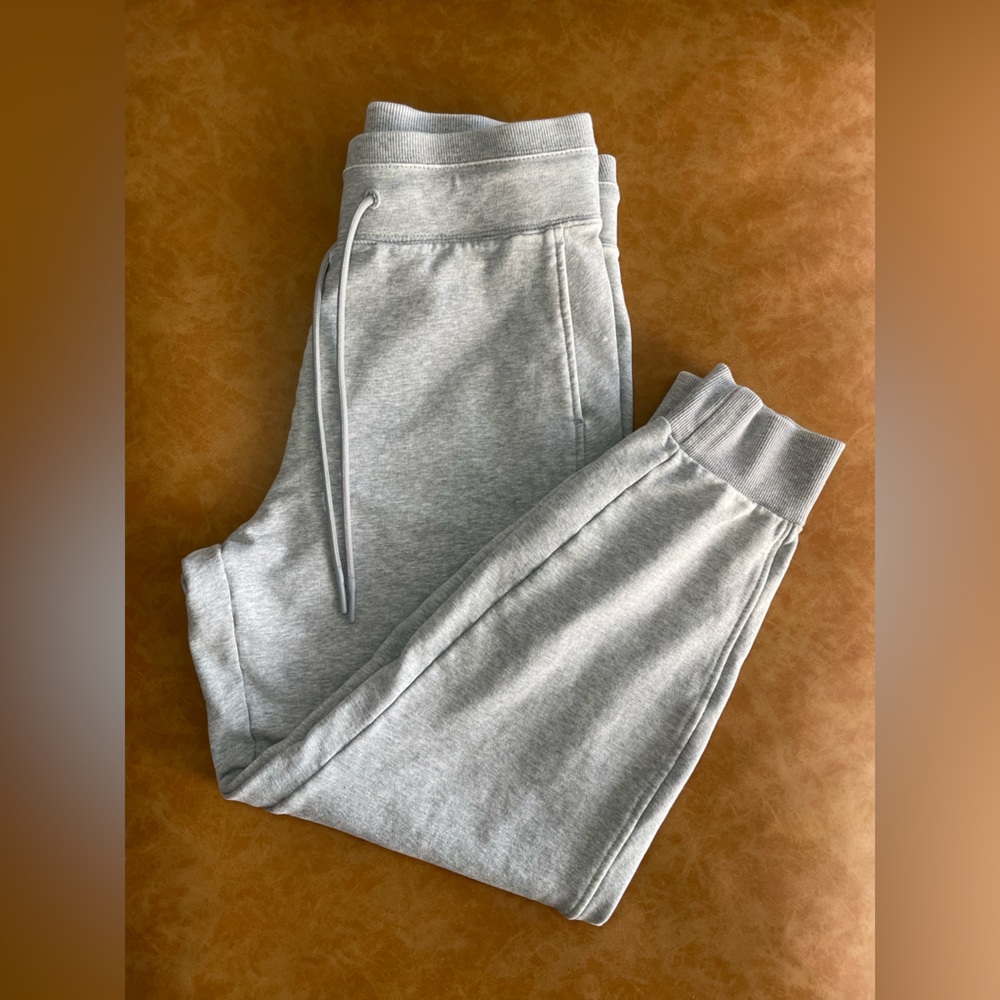 JoyLab | Mid-Rise French Terry Acid Wash Tapered Joggers | Med. Heather Gray | S